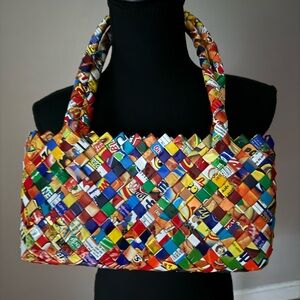 Multicolor Woven Shoulder Bag